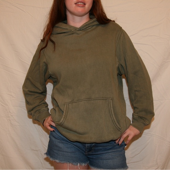 Deconstructed Washed Out Green Aerie Hoodie - Picture 1 of 7